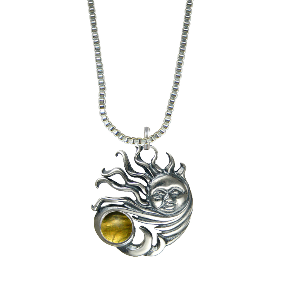 Sterling Silver Sun Pendant With Citrine